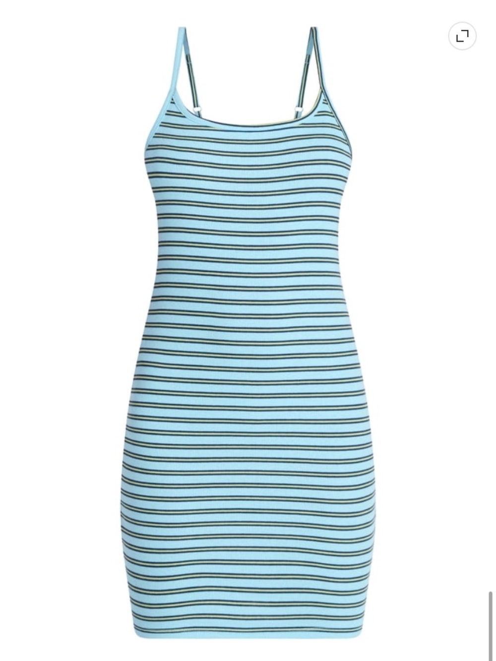 No Boundaries Ribbed Cami Mini Dress Blue Green Stripe
